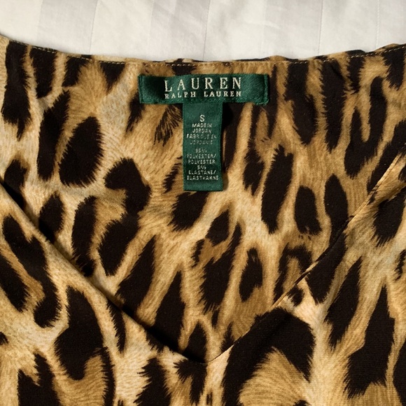 LRLauren leopard print jersey sleeveless fit n flare pull on dressEUC - Picture 3 of 6